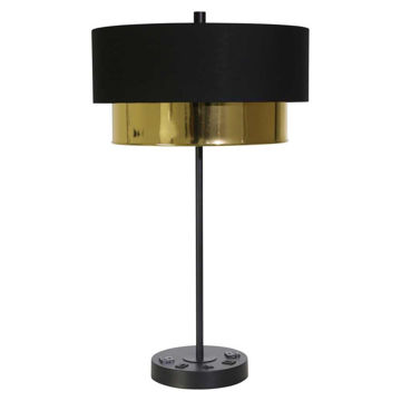 Picture of Metal 28" Table Lamp with USB and Outlet - Black a