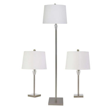 Picture of Metal Table and Floor Lamps - Set of 3 - Silver