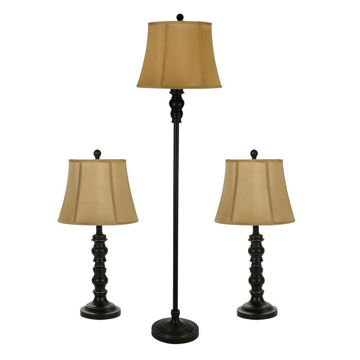 Picture of Metal 58" and 25" Table and Floor Lamps - Set of 3