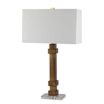 Picture of Metal 28" Post Table Lamp with Crystal Base - Gold