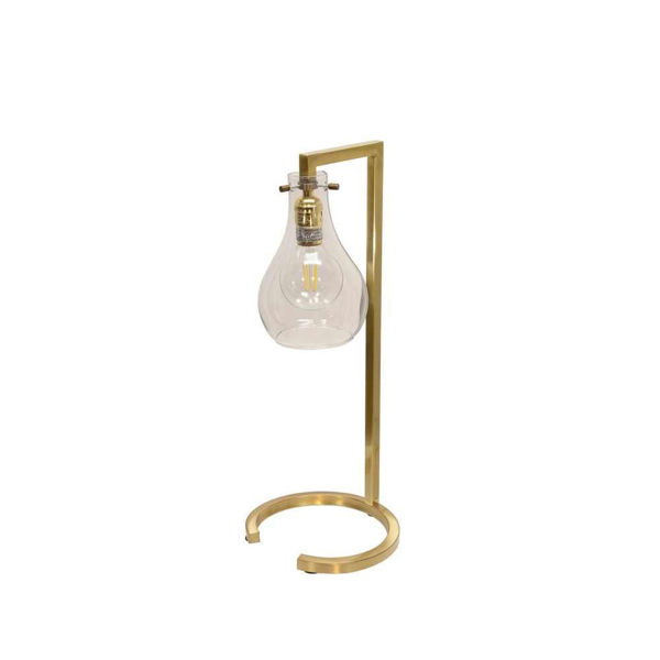 Picture of Metal 18" Table Lamp with Glass Shade - Gold