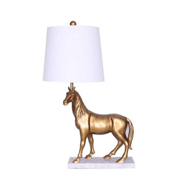 Picture of Polyresin and Marble 28" Horse Table Lamp - Gold
