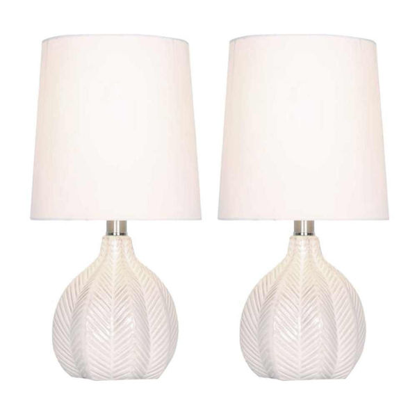 Picture of Ceramic 18" Gourd Table Lamps - Set of 2 - Ivory