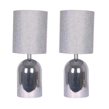 Picture of Glass 21" Dome Table Lamps - Set of 2 - Silver