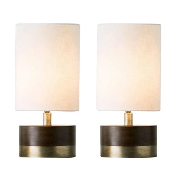 Picture of Metal 16" Cannister Table Lamps - Set of 2 - Brown