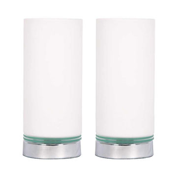 Picture of Glass 10" Touch Table Lamps - Set of 2 - White