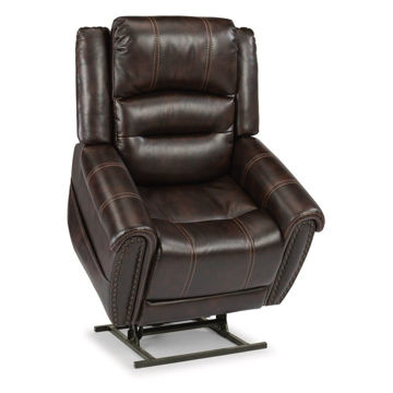 Picture of Oscar Power Lift Recliner with Headrest and Lumbar - Dark Brown