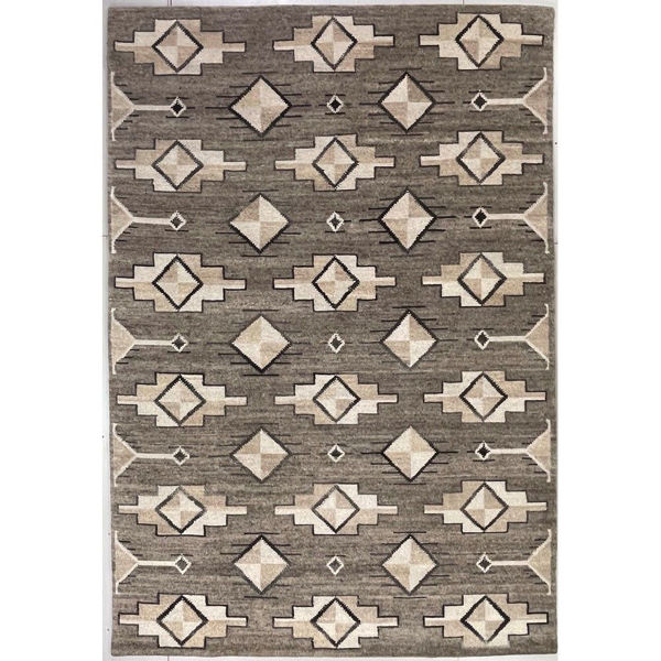 Picture of Silver Taupe Diamonds Wool Hand-Knotted Rug