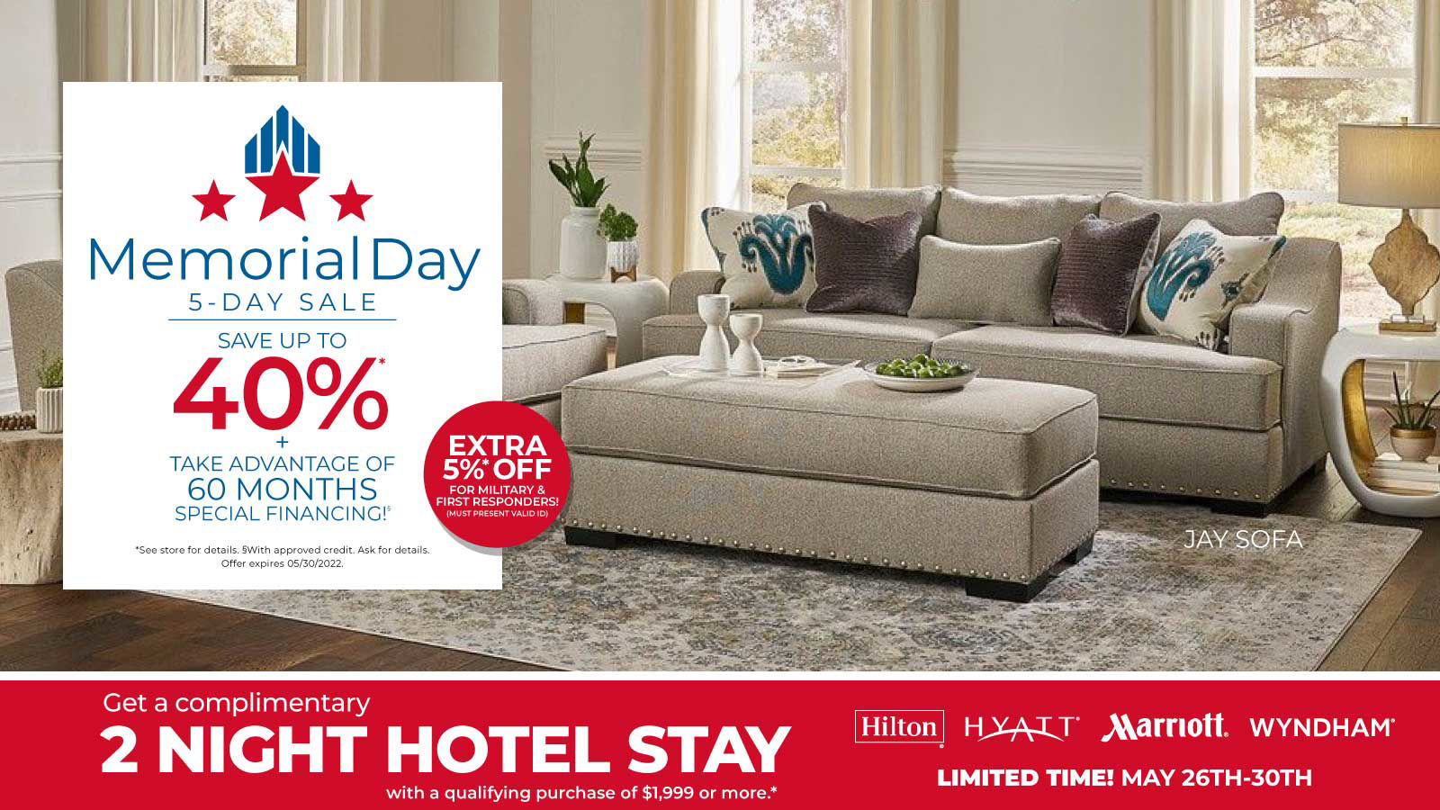 Memorial Day Savings - 5-Day Hotel Event