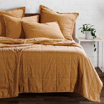 Picture of Stonewashed Cotton Canvas Coverlet - Terracotta - King