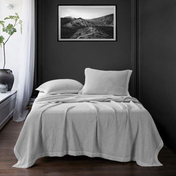 Picture of Waffle Weave Cotton Coverlet - Gray - Twin