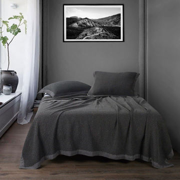 Picture of Waffle Weave Cotton Coverlet - Slate - Twin