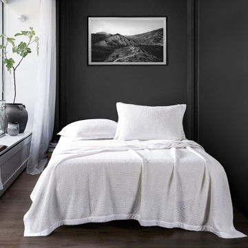 Picture of Waffle Weave Cotton Coverlet - White - Twin