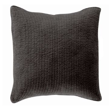 Picture of Stonewashed 27" x 27" Cotton Velvet Quilted Euro Sham - Black