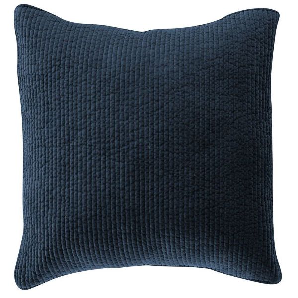 Picture of Stonewashed 27" x 27" Cotton Velvet Quilted Euro Sham - Navy