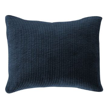 Picture of Stonewashed Cotton Velvet Quilted Pillow Sham - Navy - King