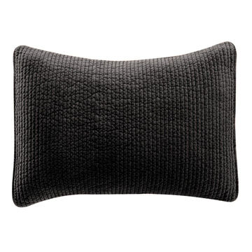 Picture of Stonewashed Cotton Velvet Quilted Pillow Sham - Black - Standard