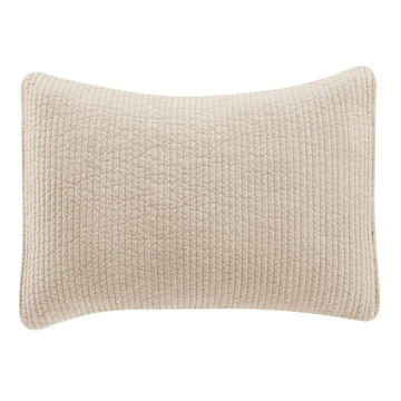 Picture of Stonewashed Cotton Velvet Quilted Pillow Sham - Light Tan - Standard