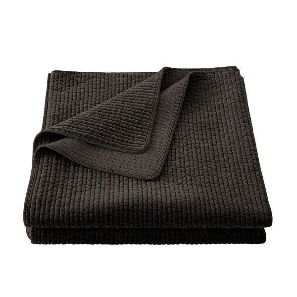 Picture of Stonewashed Cotton Velvet Quilt - Twin - Black