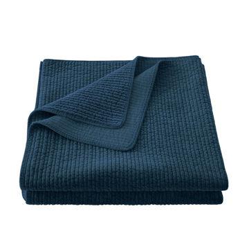Picture of Stonewashed Cotton Velvet Quilt - Deep Blue - Twin