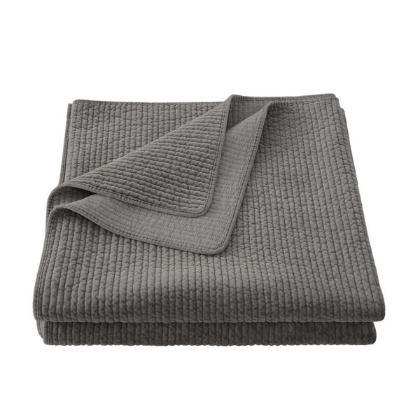 Picture of Stonewashed Cotton Velvet Quilt - Gray - Twin