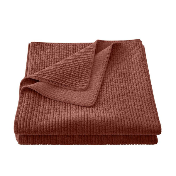 Picture of Stonewashed Cotton Velvet Quilt - Twin - Salmon