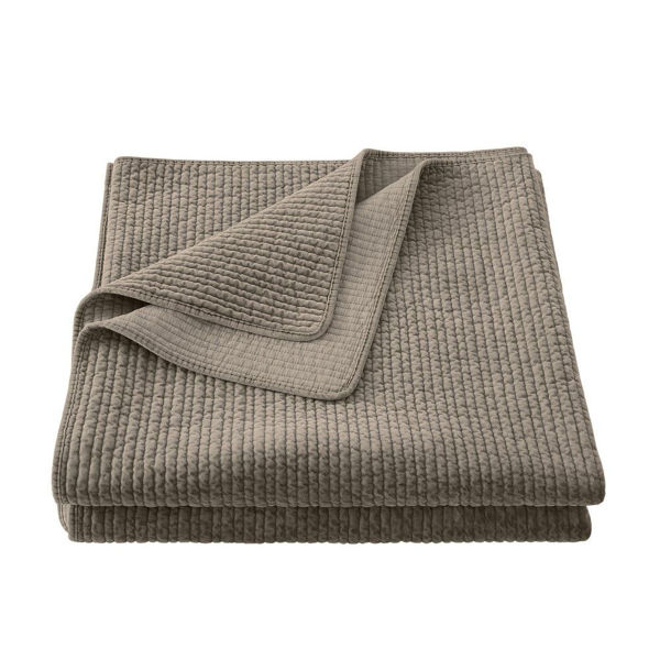 Picture of Stonewashed Cotton Velvet Quilt - Taupe - Twin