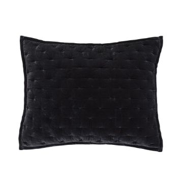 Picture of Stella Faux Silk Velvet Pillow Sham - Black - Standard