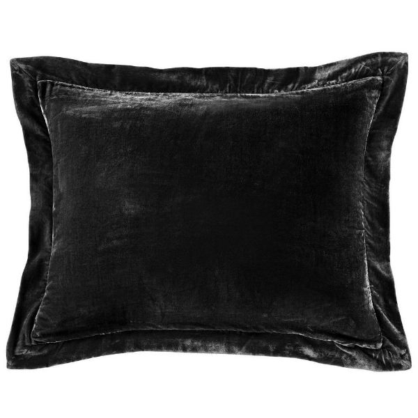 Picture of Stella Faux Silk Velvet Flanged Dutch Euro Pillow - Black