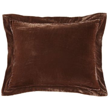 Picture of Stella Faux Silk Velvet Flanged Dutch Euro Pillow - Copper Brown