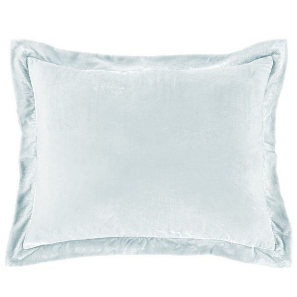 Picture of Stella Faux Silk Velvet Flanged Dutch Euro Pillow - Icy Blue