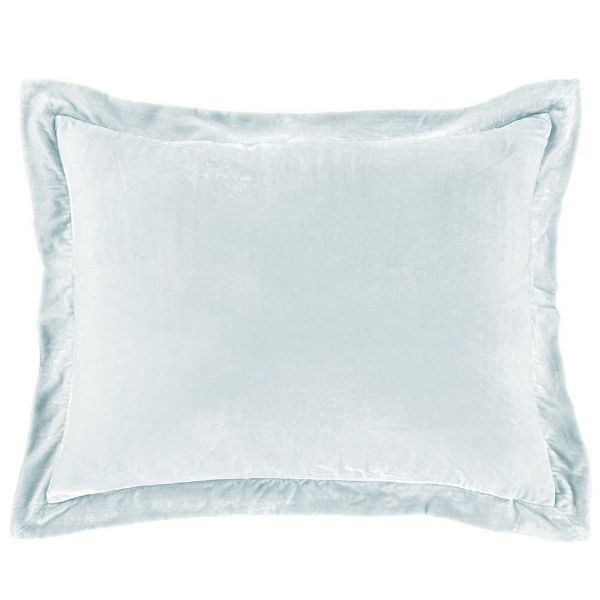 Picture of Stella Faux Silk Velvet Flanged Dutch Euro Pillow - Icy Blue