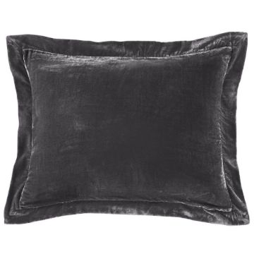 Picture of Stella Faux Silk Velvet Flanged Dutch Euro Pillow - Slate