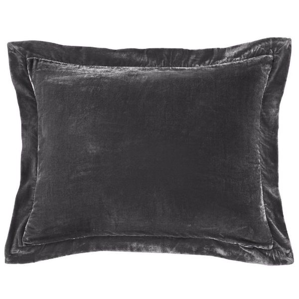 Picture of Stella Faux Silk Velvet Flanged Dutch Euro Pillow - Slate
