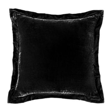 Picture of Stella Faux Silk Velvet Flanged Euro Sham - Black