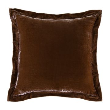 Picture of Stella Faux Silk Velvet Flanged Euro Sham - Copper Brown