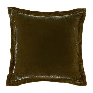 Picture of Stella Faux Silk Velvet Flanged Euro Sham - Green Ochre