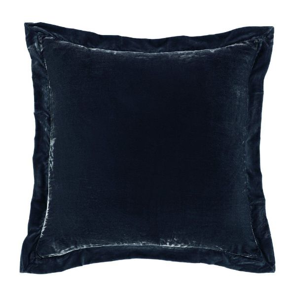 Picture of Stella Faux Silk Velvet Flanged Euro Sham - Midnight Blue