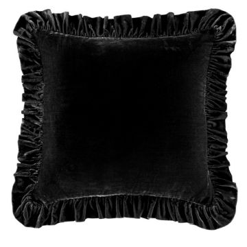 Picture of Stella Faux Silk Velvet Ruffled Euro Sham - Black