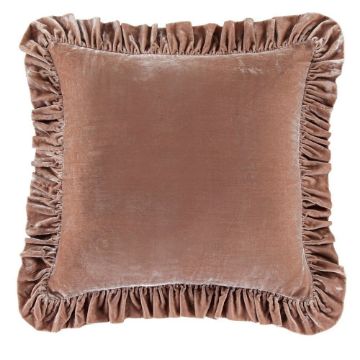 Picture of Stella Faux Silk Velvet Ruffled Euro Sham - Dusty Rose