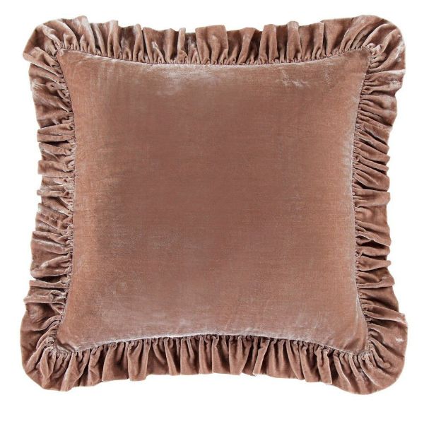 Picture of Stella Faux Silk Velvet Ruffled Euro Sham - Dusty Rose