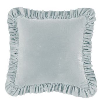 Picture of Stella Faux Silk Velvet Ruffled Euro Sham - Icy Blue