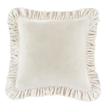 Picture of Stella Faux Silk Velvet Ruffled Euro Sham - Stone