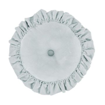 Picture of Stella Faux Silk Velvet Ruffled Round Pillow - Icy Blue