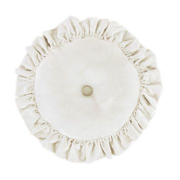 Picture of Stella Faux Silk Velvet Ruffled Round Pillow - Stone