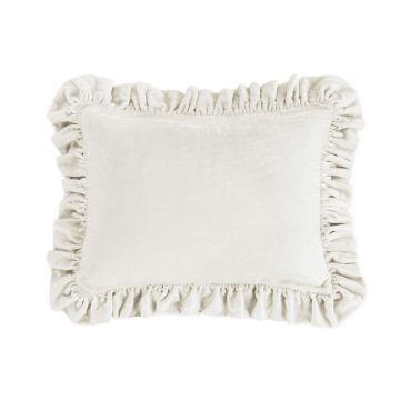 Picture of Stella Faux Silk Velvet Ruffled Oblong Pillow - Stone