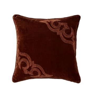 Picture of Stella Boot Stitch Faux Silk Velvet Pillow - Copper Brown