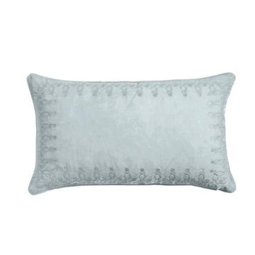 Picture of Stella Faux Silk Velvet Emproidered Lumbar Pillow - Icy Blue