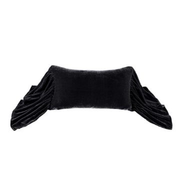 Picture of Stella Faux Silk Velvet Long Ruffled Pillow - Black
