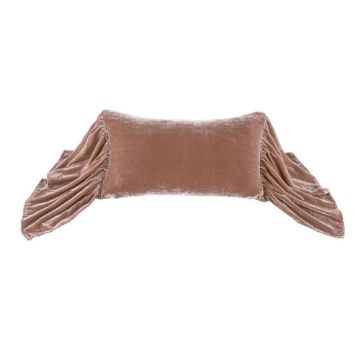 Picture of Stella Faux Silk Velvet Long Ruffled Pillow - Dusty Rose